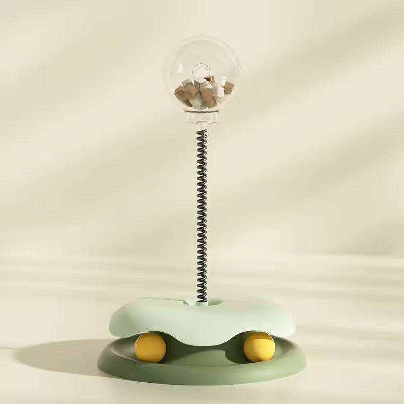 Sustainable Cartoon Cat Toy Set Spring Rotating Catnip Ball with Fun Bell Turntable Made From Durable Plastic Pet Supplies Senye